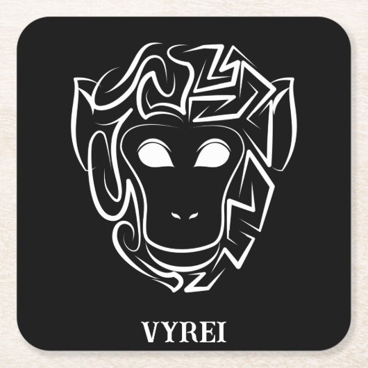 Zwart-witte tribale aap kartonnen onderzetters (Voorkant)