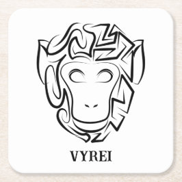 Zwart-witte tribale aap kartonnen onderzetters