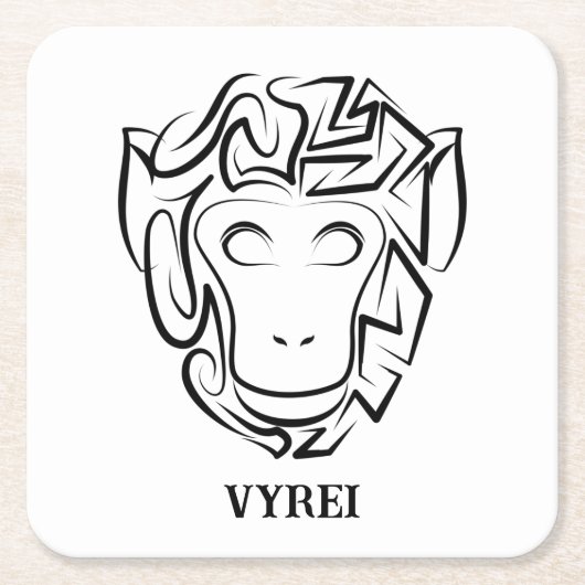 Zwart-witte tribale aap kartonnen onderzetters (Voorkant)