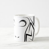 Zwart-witte tribale aap koffiemok (Voorkant rechts)