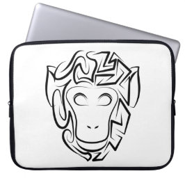 Zwart-witte tribale aap laptop sleeve