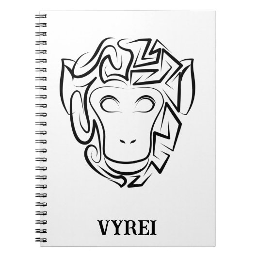 Zwart-witte tribale aap notitieboek (Voorkant)