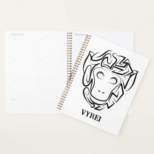 Zwart-witte tribale aap planner (Display)