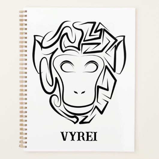 Zwart-witte tribale aap planner (Voorkant)