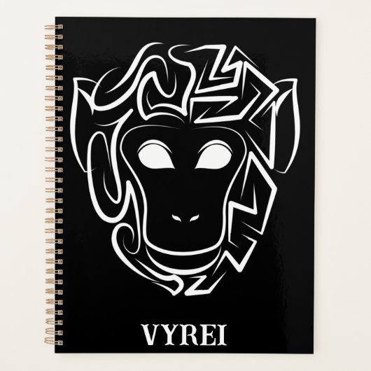 Zwart-witte tribale aap planner (Voorkant)