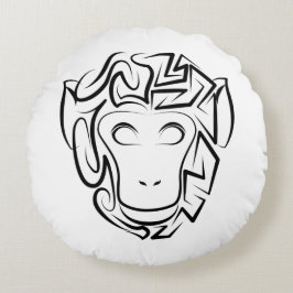 Zwart-witte tribale aap rond kussen