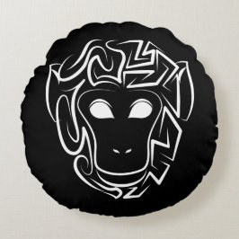 Zwart-witte tribale aap rond kussen