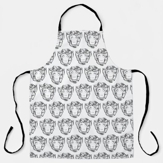 Zwart-witte tribale aap schort (Voorkant)