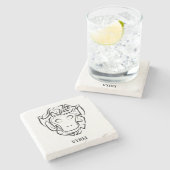 Zwart-witte tribale aap stenen onderzetter (Zijkant)