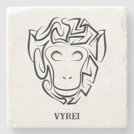 Zwart-witte tribale aap stenen onderzetter