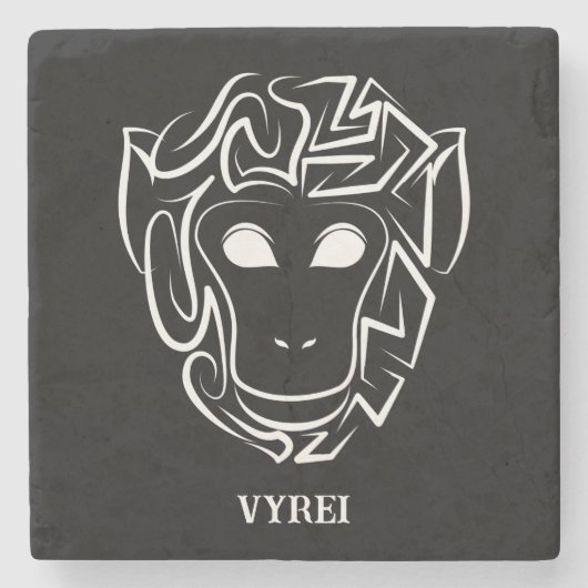 Zwart-witte tribale aap stenen onderzetter (Voorkant)