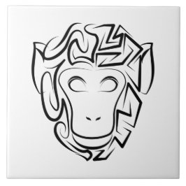 Zwart-witte tribale aap tegeltje