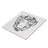 Zwart-witte tribale aap tegeltje (Zijkant)