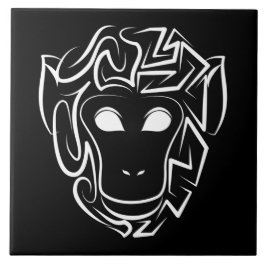 Zwart-witte tribale aap tegeltje