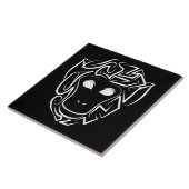 Zwart-witte tribale aap tegeltje (Zijkant)