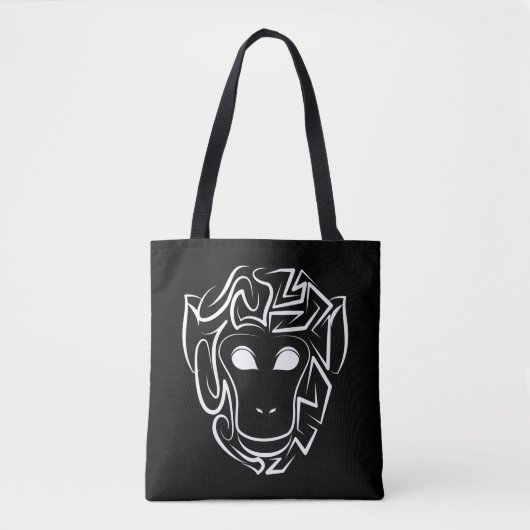 Zwart-witte tribale aap tote bag (Voorkant)