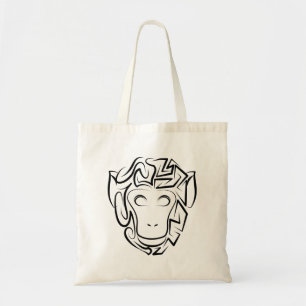 Zwart-witte tribale aap tote bag