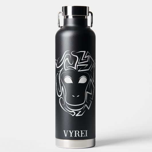 Zwart-witte tribale aap waterfles (Voorkant)