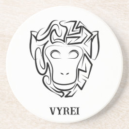 Zwart-witte tribale aap zandsteen onderzetter