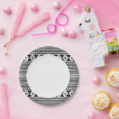 Zwart-witte tribale Aztec Papieren Bordje (Feest)