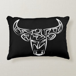 Zwart-witte tribale bull / Ox Accent Kussen