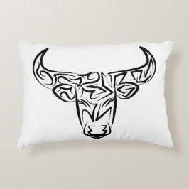 Zwart-witte tribale bull / Ox Accent Kussen