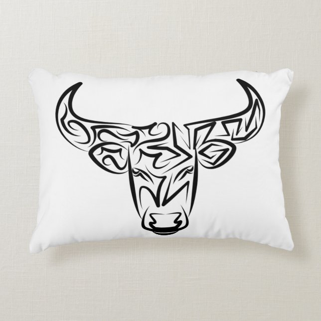 Zwart-witte tribale bull / Ox Accent Kussen (Voorkant)
