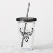 Zwart-witte tribale bull / Ox Acryl Drinkbeker (Achterkant)