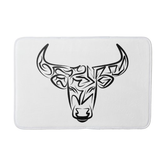 Zwart-witte tribale bull / Ox Badmat (Voorkant)