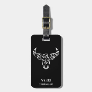 Zwart-witte tribale bull / Ox Bagagelabel