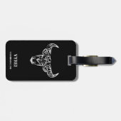 Zwart-witte tribale bull / Ox Bagagelabel (Achterkant horizontaal)