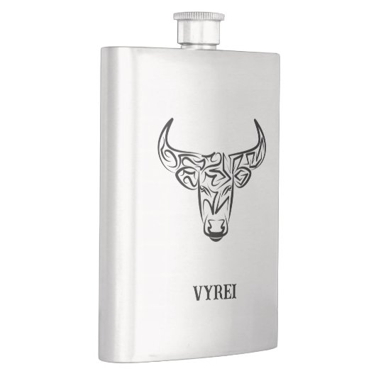 Zwart-witte tribale bull / Ox Flacon (Rechts)