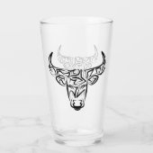 Zwart-witte tribale bull / Ox Glas (Achterkant)