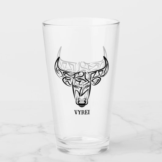 Zwart-witte tribale bull / Ox Glas (Voorkant)