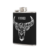 Zwart-witte tribale bull / Ox Heupfles (Links)