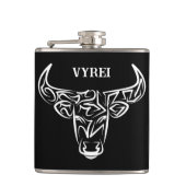 Zwart-witte tribale bull / Ox Heupfles (Voorkant)