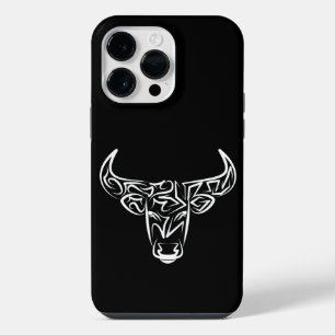 Zwart-witte tribale bull / Ox iPhone 14 Pro Max Hoesje
