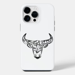Zwart-witte tribale bull / Ox iPhone 14 Pro Max Hoesje