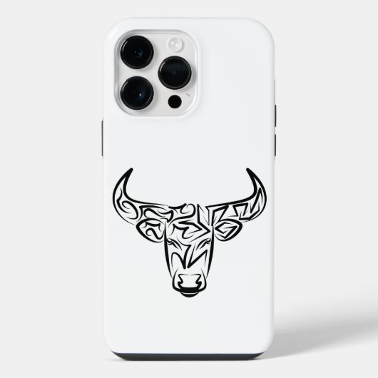 Zwart-witte tribale bull / Ox iPhone Hoesje (Achterkant)