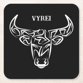 Zwart-witte tribale bull / Ox Kartonnen Onderzetters