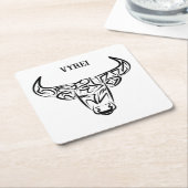 Zwart-witte tribale bull / Ox Kartonnen Onderzetters (Schuin)