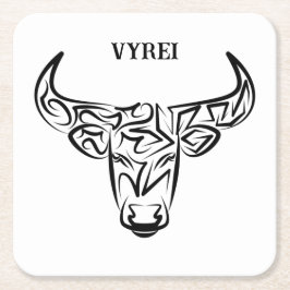 Zwart-witte tribale bull / Ox Kartonnen Onderzetters