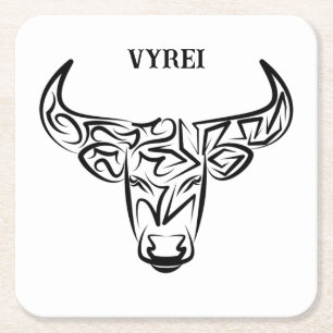 Zwart-witte tribale bull / Ox Kartonnen Onderzetters
