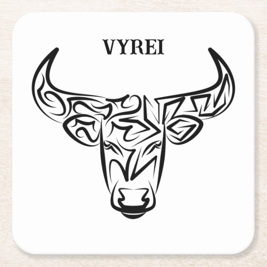 Zwart-witte tribale bull / Ox Kartonnen Onderzetters (Voorkant)