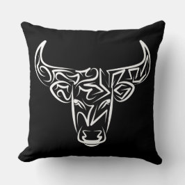Zwart-witte tribale bull / Ox Kussen