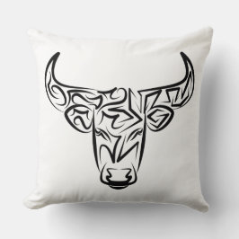 Zwart-witte tribale bull / Ox Kussen