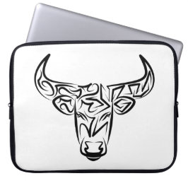 Zwart-witte tribale bull / Ox Laptop Sleeve