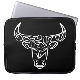 Zwart-witte tribale bull / Ox Laptop Sleeve