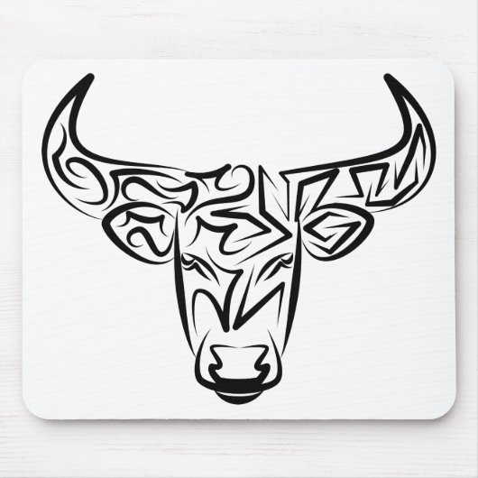 Zwart-witte tribale bull / Ox Muismat (Voorkant)