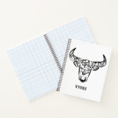 Zwart-witte tribale bull / Ox Notitieboek (Binnen)